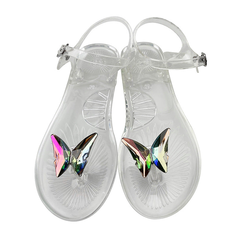 Butterfly Jelly Flat Sandals – PVC Beach Flip Flop Slippers