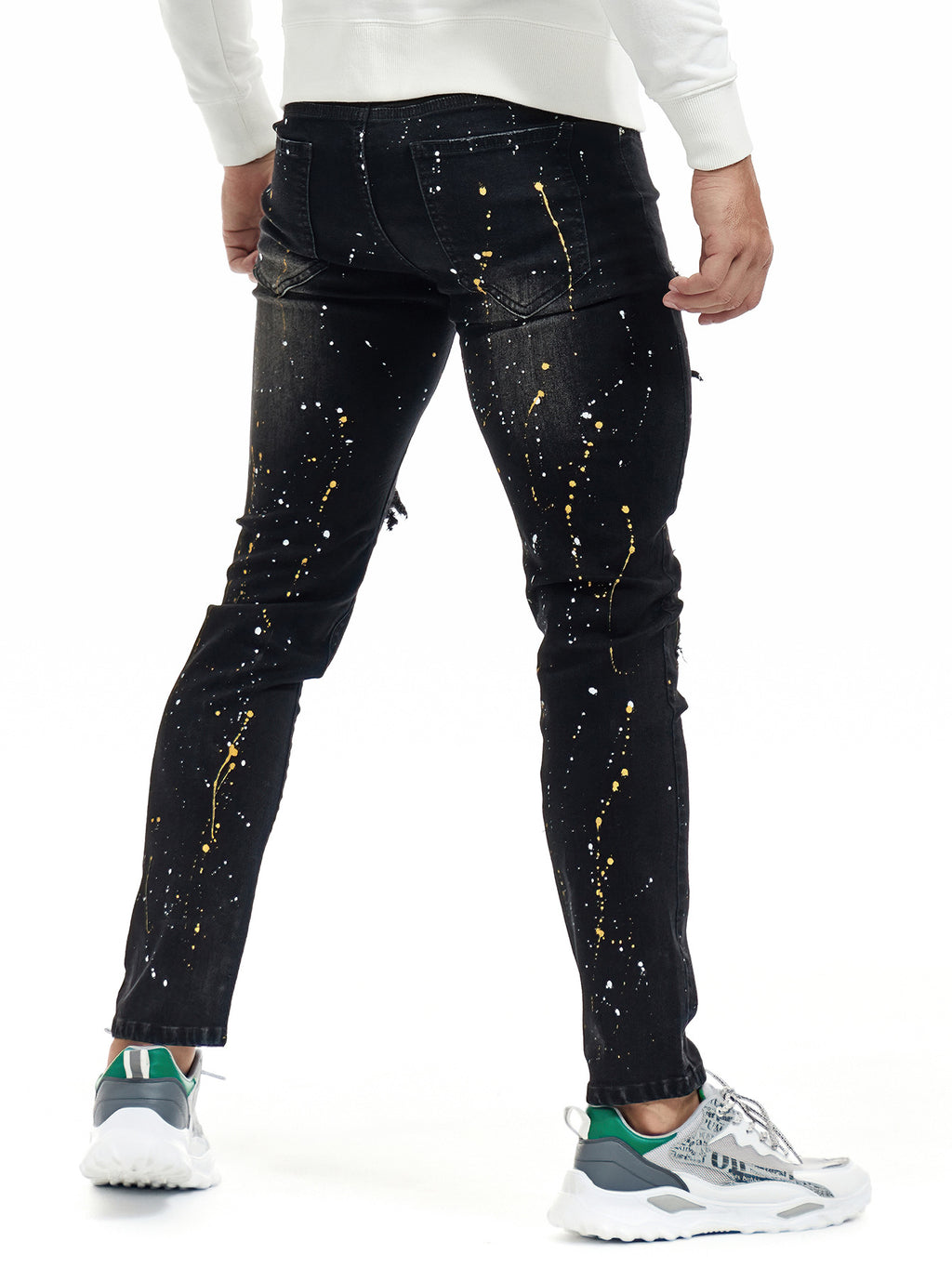 2022 New Men's Slim Pants Street Style Patched Jean Loose Tape Men Denim Jeans