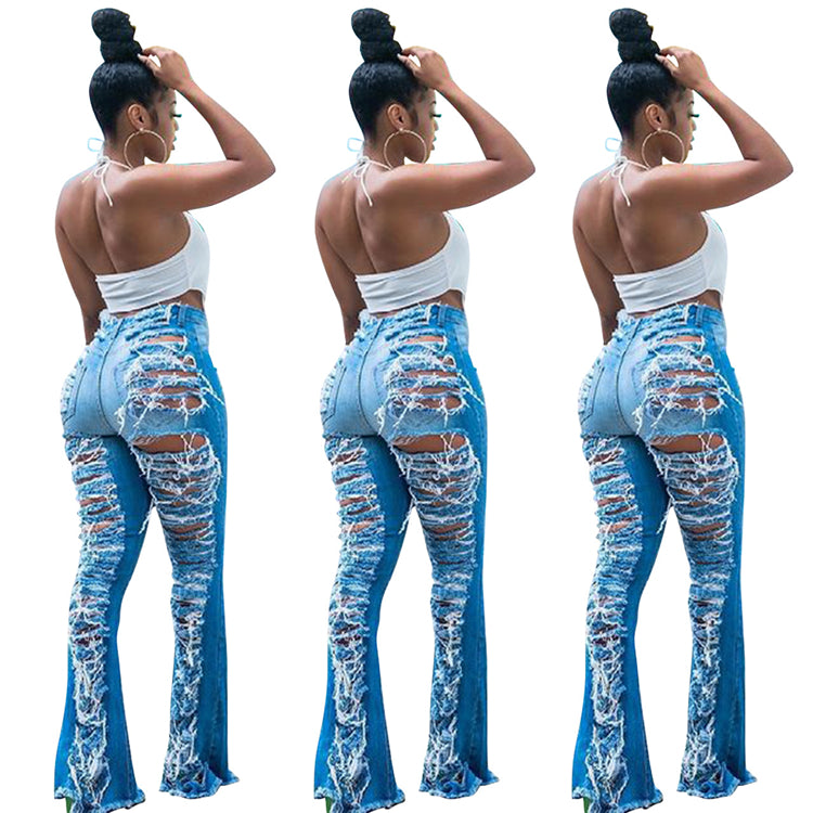 Boot Cut Jeans for Women – Zipper Fly Distressed Denim