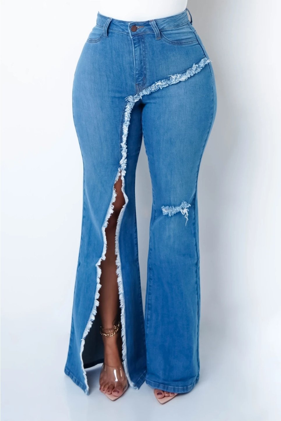 Bell Bottom Flare Jeans for Women – Slim Fit Split Denim