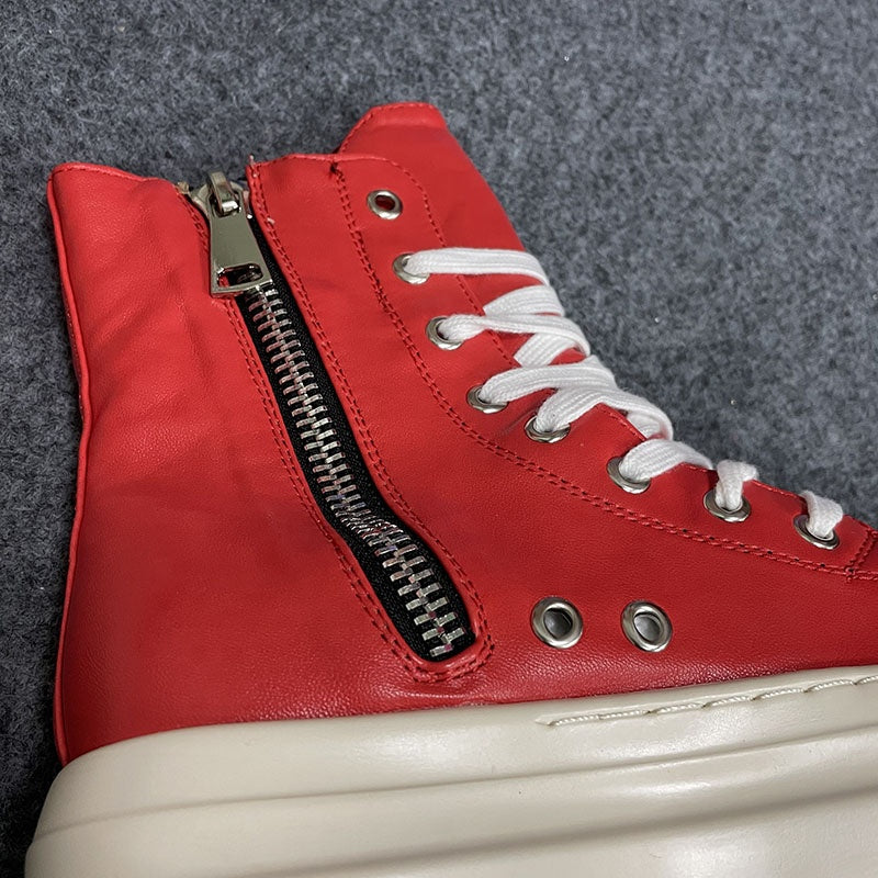 Lace-Up Chunky Sneakers – Multi-Material Street Style Trainers