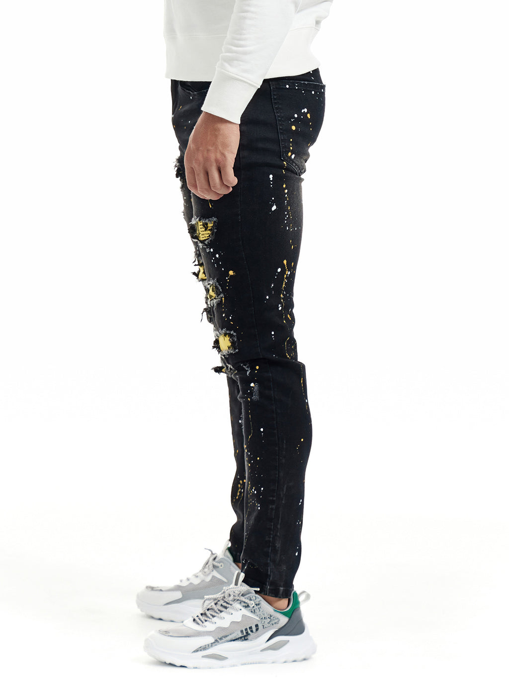 2022 New Men's Slim Pants Street Style Patched Jean Loose Tape Men Denim Jeans