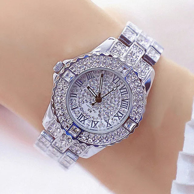 Rhinestone Diamond Bracelet Watch for Women — Luxury Gold & Silver Ladies Wrist Watch | FireDrips