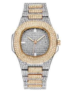 Gold Rush — Full Diamond Iced Out Hip Hop Watch Gold Finish Luxury Timepiece | Black, Gold, Silver, Rose Gold