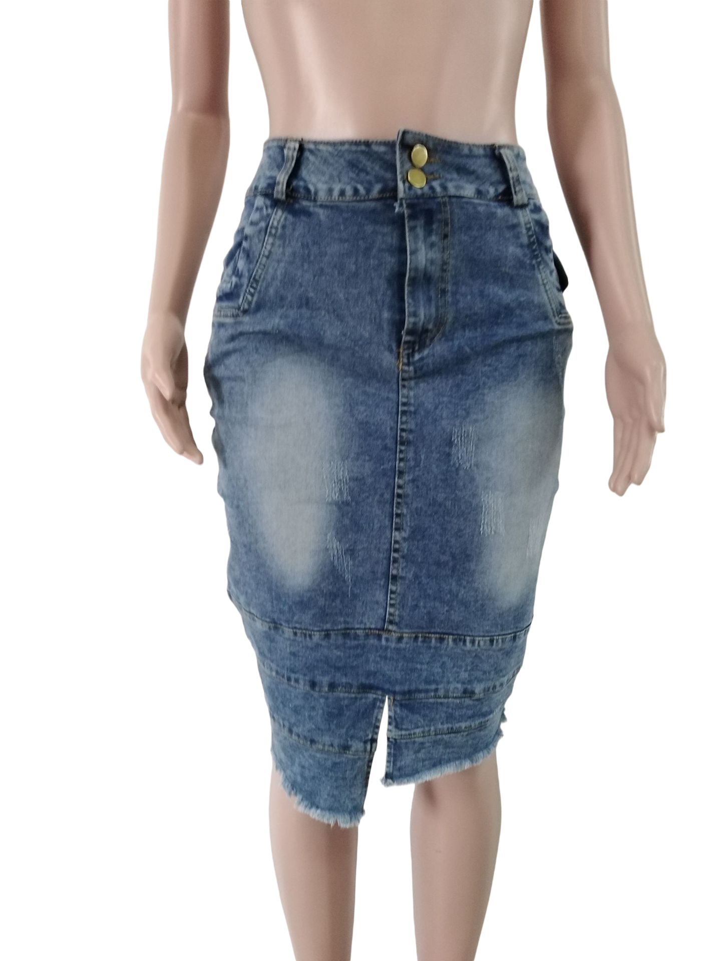 Women's High Waist Denim Mini Skirt – Ripped Hole Jean Skirt