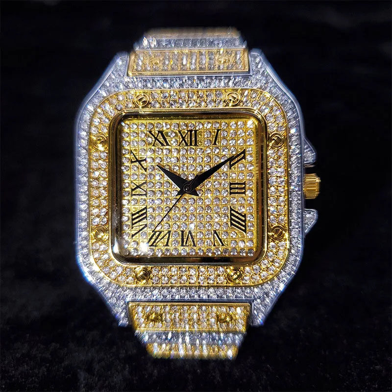 Square Up — Iced Out Hip Hop Square Dial Quartz Watch, Water-Resistant, 5 Colorways | FireDrips