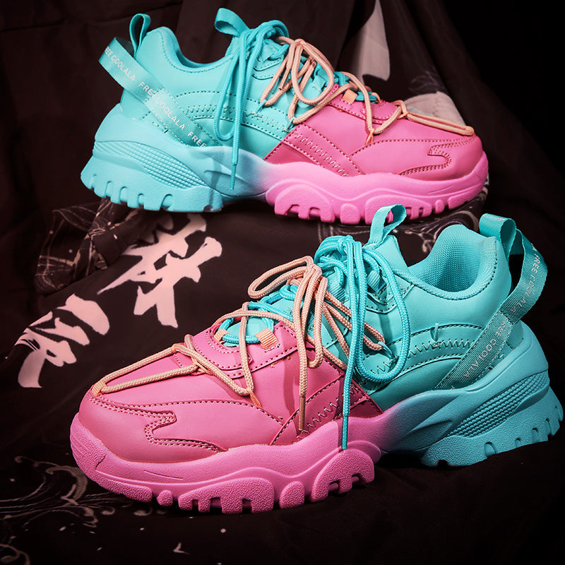 Jinbeile Color Patchwork Chunky Sneakers – Street Style Platform Sport Shoes