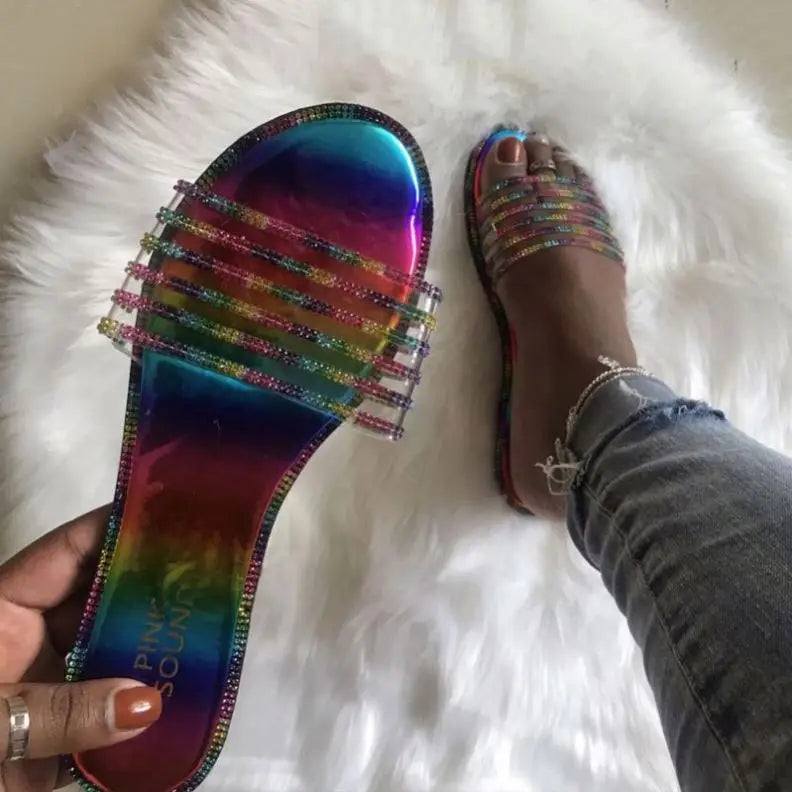 Diamond PVC Jelly Flat Sandals – Plastic Flip Flop Slippers