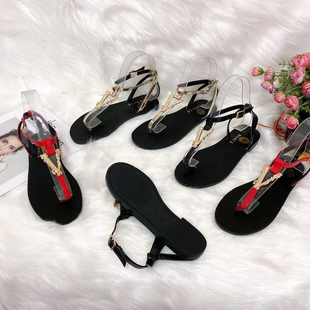 Metal Detail Flat Flip Flop Sandals – Sexy Pop Casual Slides