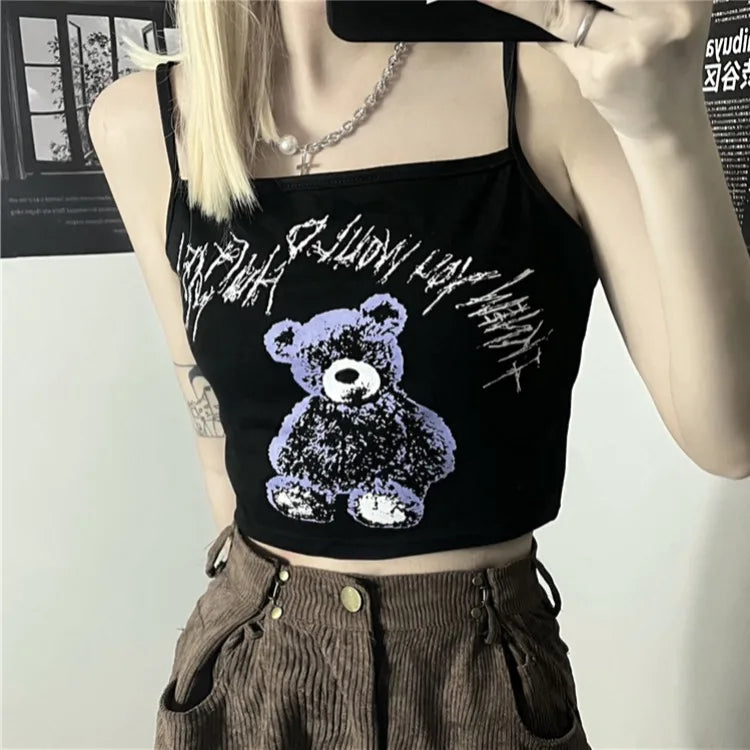 Y2K Gothic Tank Top – Dark Streetwear Sleeveless Top