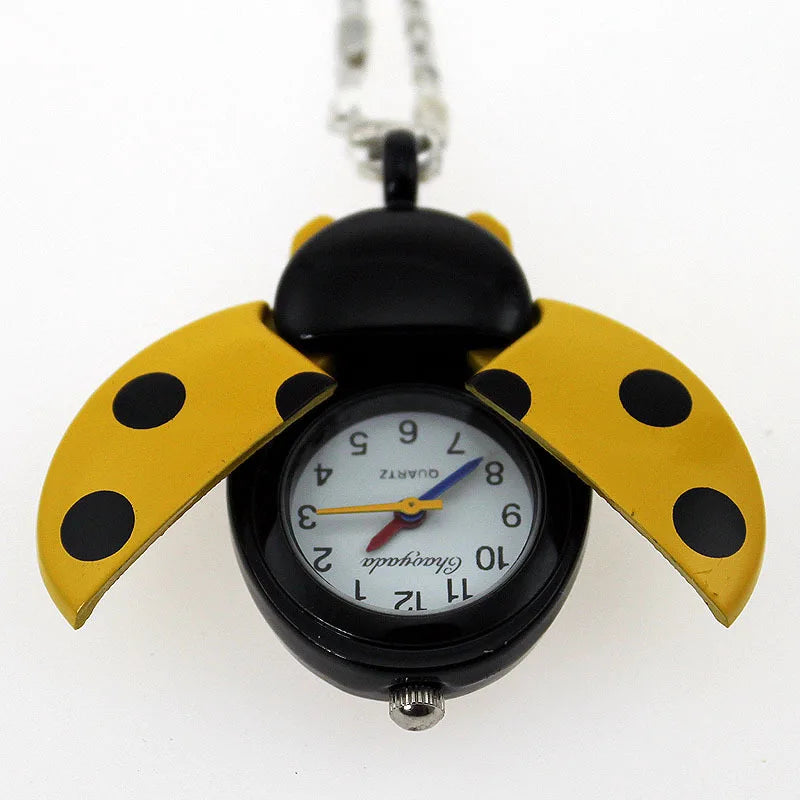 Ladybug Fob Pocket Watch — Colorful Quartz Necklace Watch for Kids & Women, 10 Colors | FireDrips