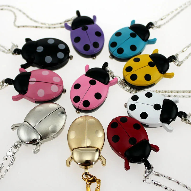 Ladybug Fob Pocket Watch — Colorful Quartz Necklace Watch for Kids & Women, 10 Colors | FireDrips