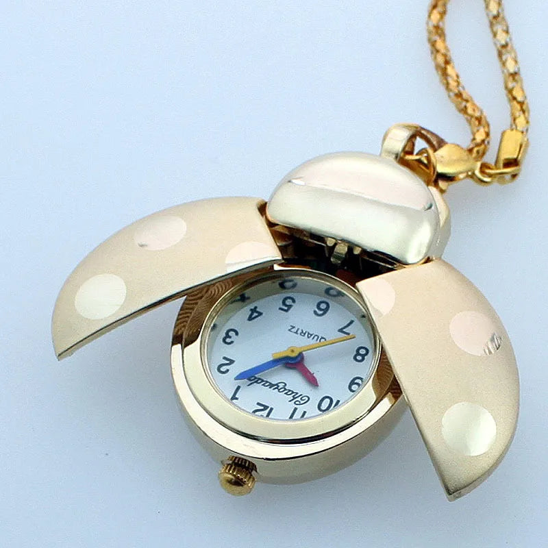 Ladybug Fob Pocket Watch — Colorful Quartz Necklace Watch for Kids & Women, 10 Colors | FireDrips