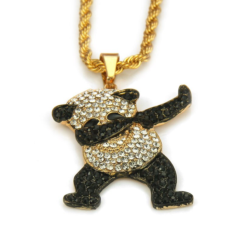 Iced Out Panda Pendant Necklace — Rhinestone Hip-Hop Jewelry Unisex