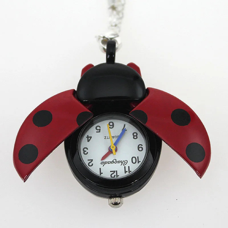 Ladybug Fob Pocket Watch — Colorful Quartz Necklace Watch for Kids & Women, 10 Colors | FireDrips