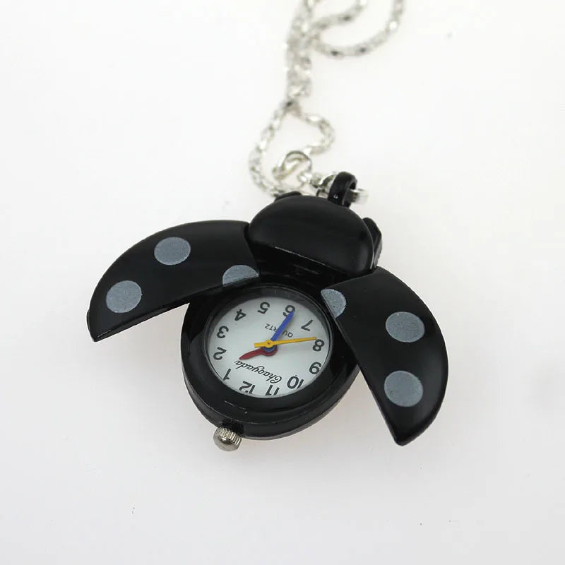 Ladybug Fob Pocket Watch — Colorful Quartz Necklace Watch for Kids & Women, 10 Colors | FireDrips