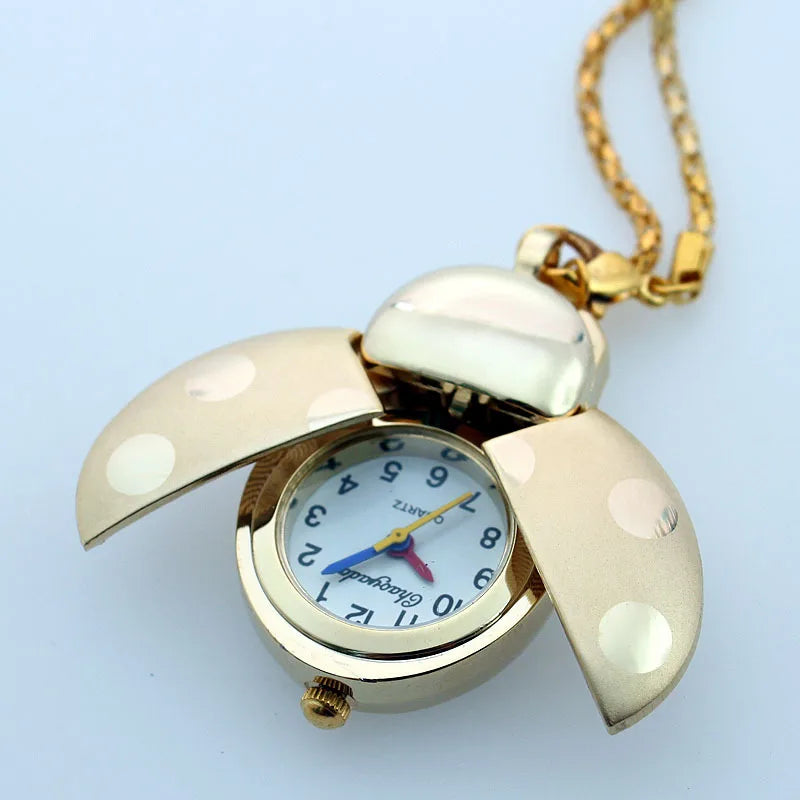 Ladybug Fob Pocket Watch — Colorful Quartz Necklace Watch for Kids & Women, 10 Colors | FireDrips
