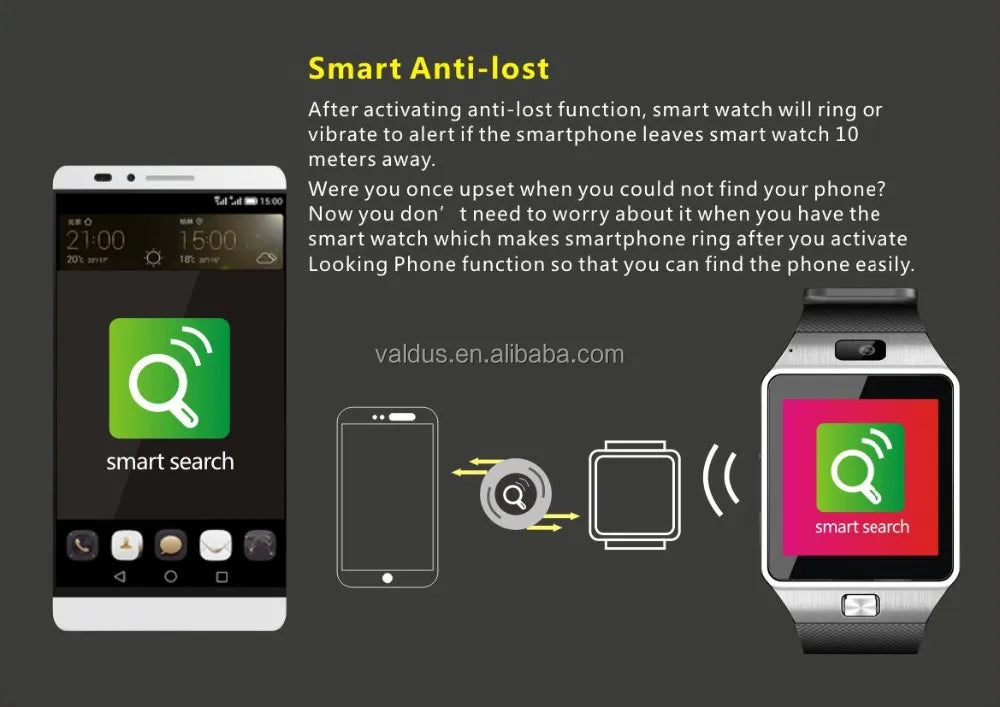 Valdus DZ09 Wireless Smartwatch – Bluetooth Smart Watch for Men & Women