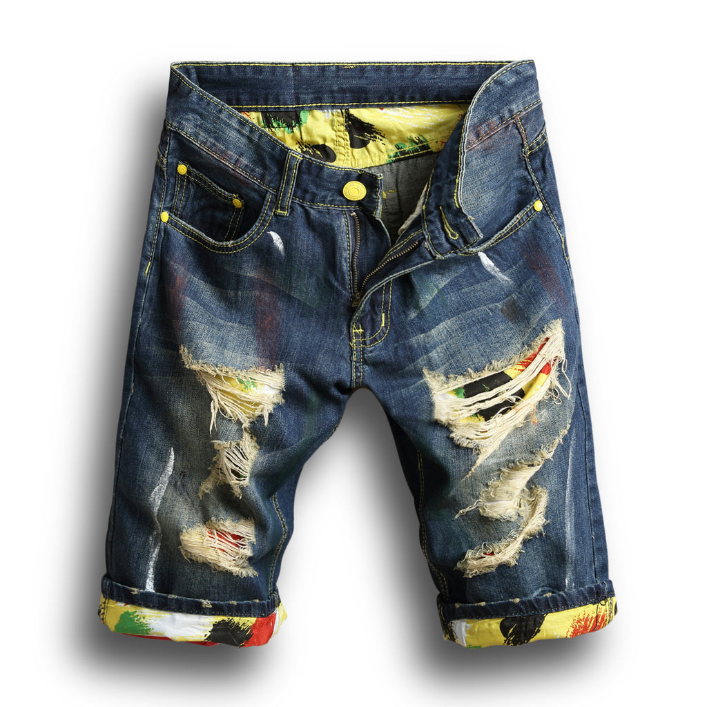 Ripped Harem Denim Shorts for Men — Skate Bermuda Jogger Jean Shorts, Sizes 28–42 | FireDrips