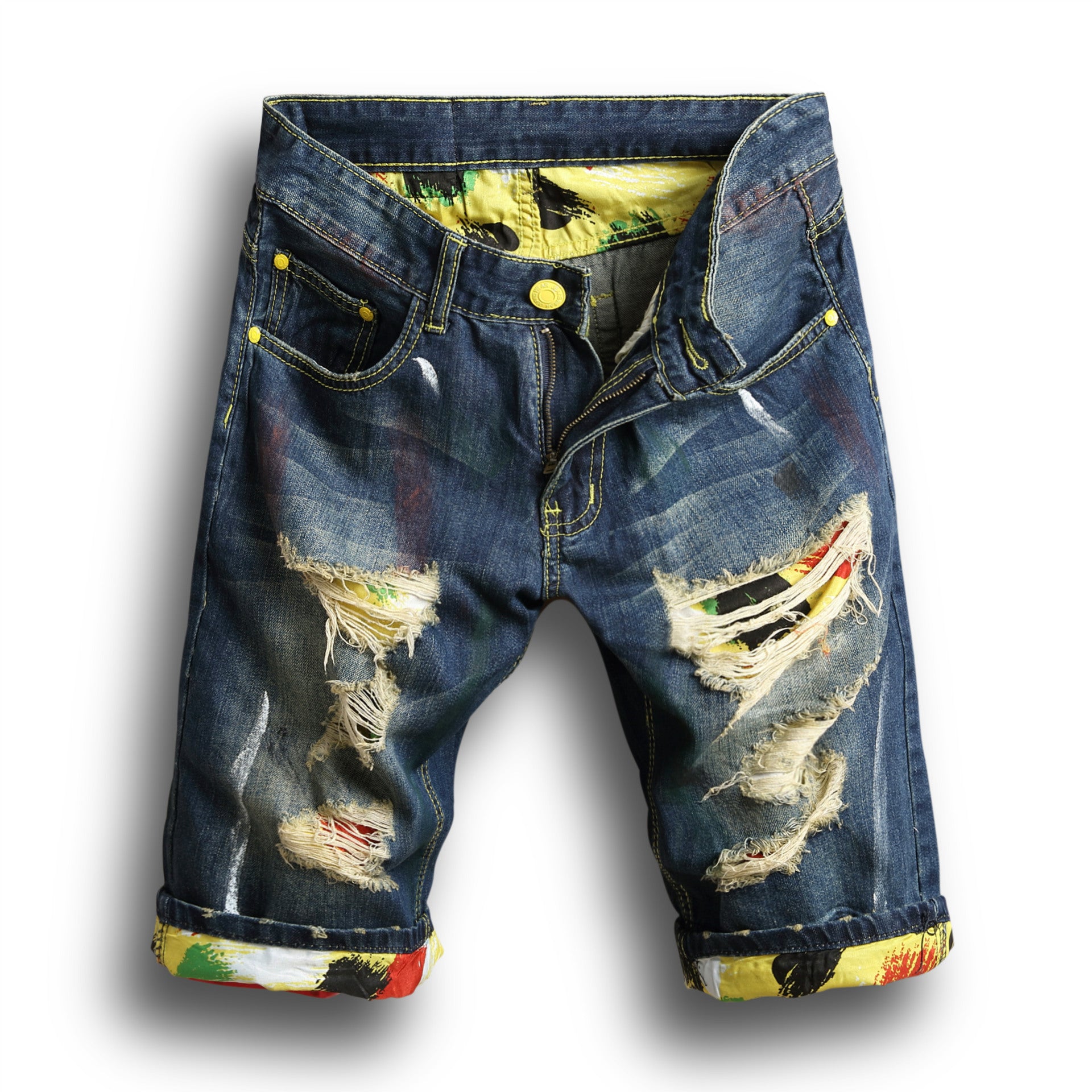 Ripped Harem Denim Shorts for Men — Skate Bermuda Jogger Jean Shorts, Sizes 28–42 | FireDrips