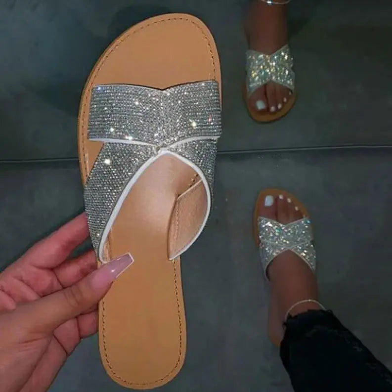 Diamond PVC Jelly Flat Sandals – Plastic Flip Flop Slippers