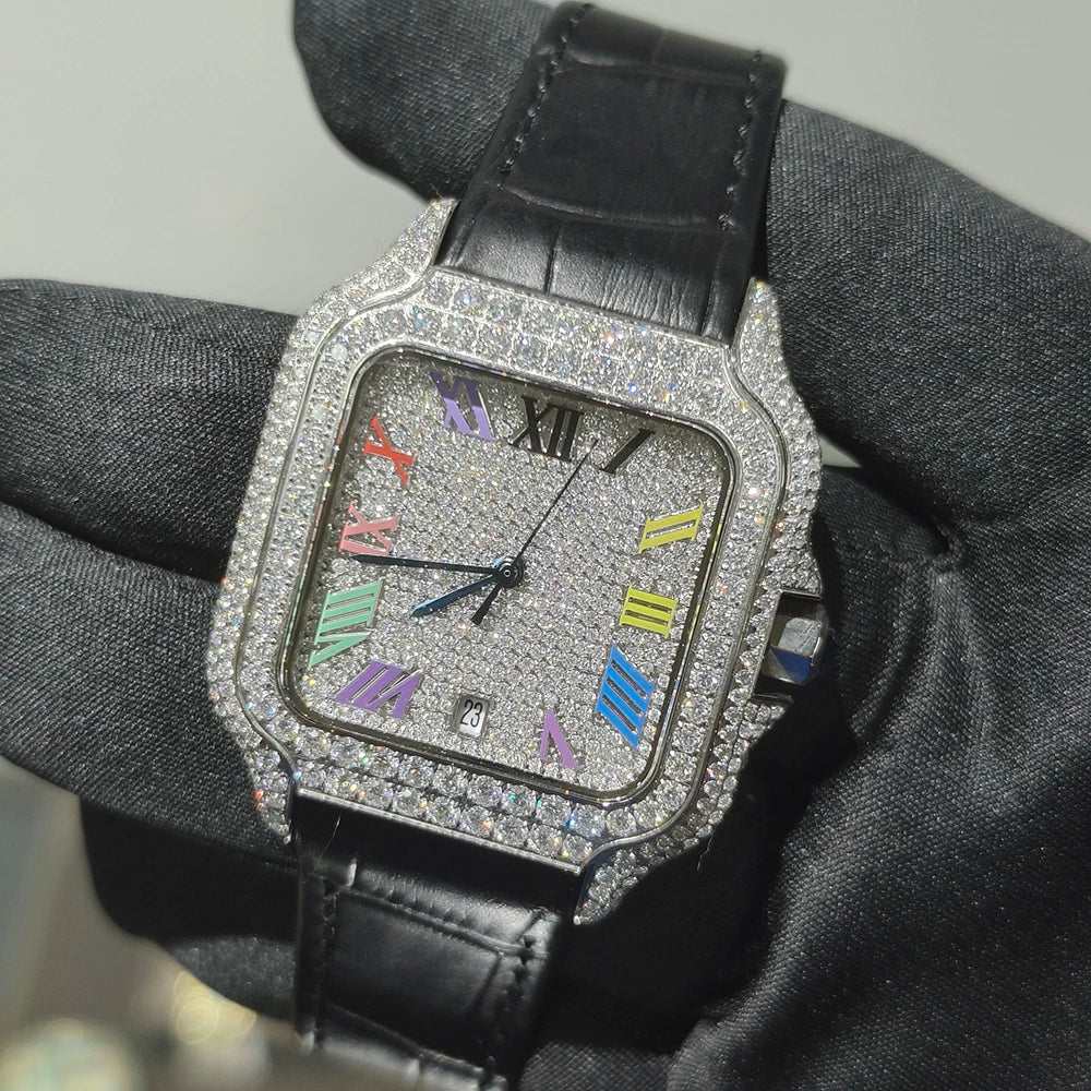 VVS Phantom — Bust Down VVS Moissanite Automatic Watch, Diamond Tester Approved, 12 Colorways | Hip Hop Luxury