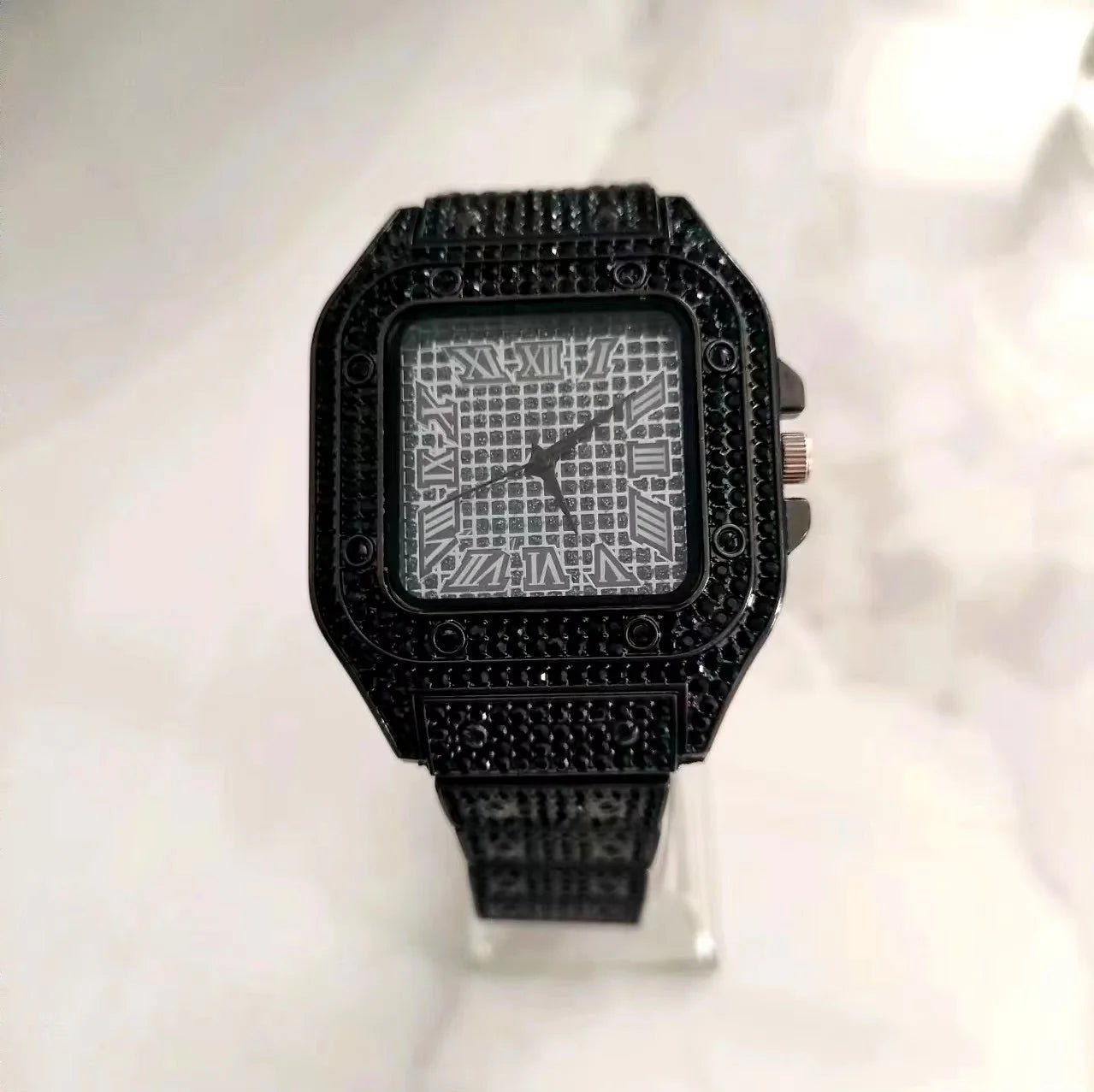 Iced Out Diamond Dial Quartz Watch — Stainless Steel Luxury Timepiece, 4 Colorways | FireDrips