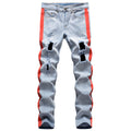 Fashion Skinny Ripped Man Denim Jeans — Slim Fit Straight Mens Pants