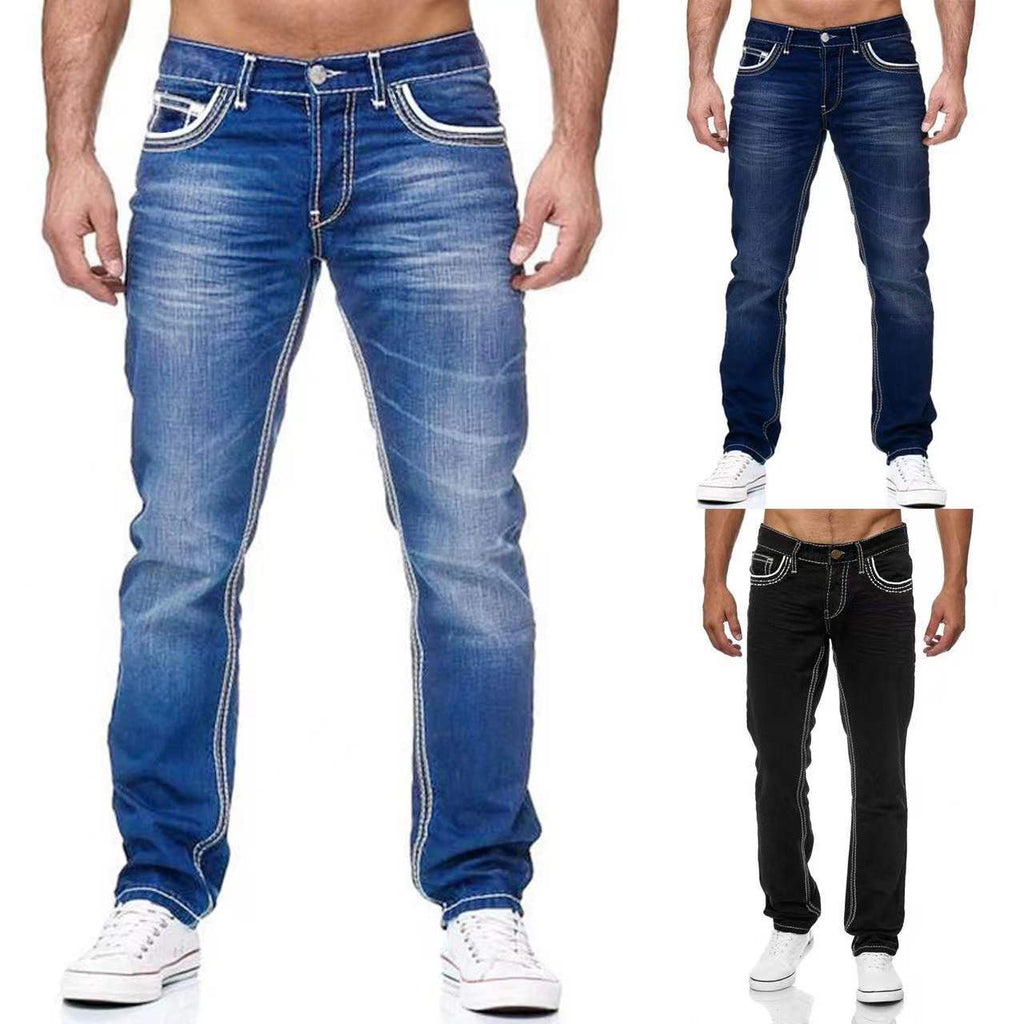 Y2K Straight Leg Boyfriend Jeans for Men — Streetwear Denim Trousers