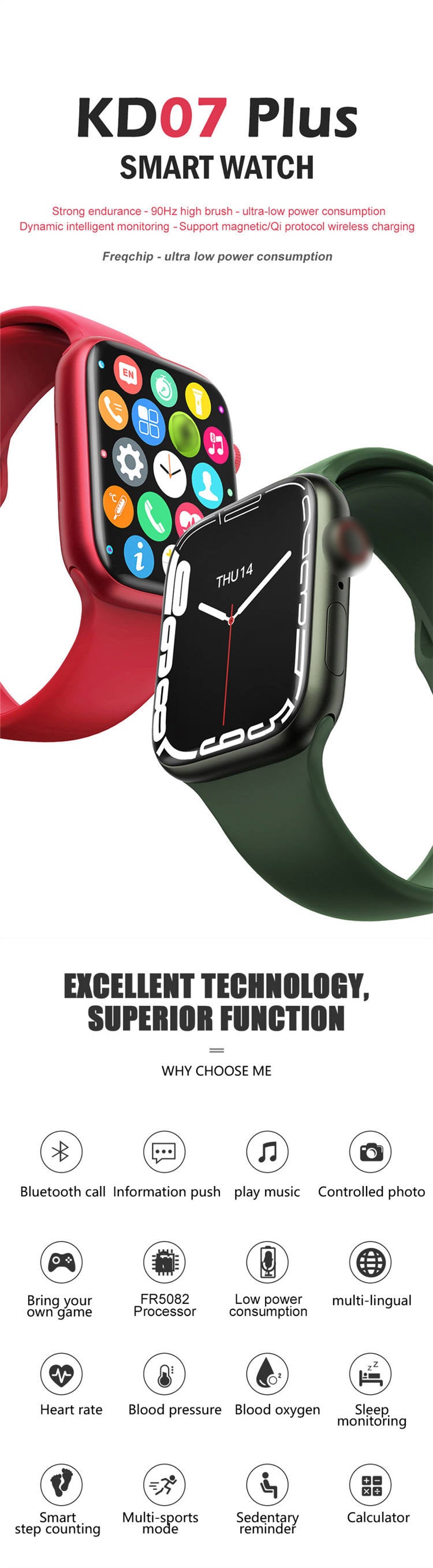 Series 7 Smart Watch – Wireless Charging Fitness Tracker Smartwatch
