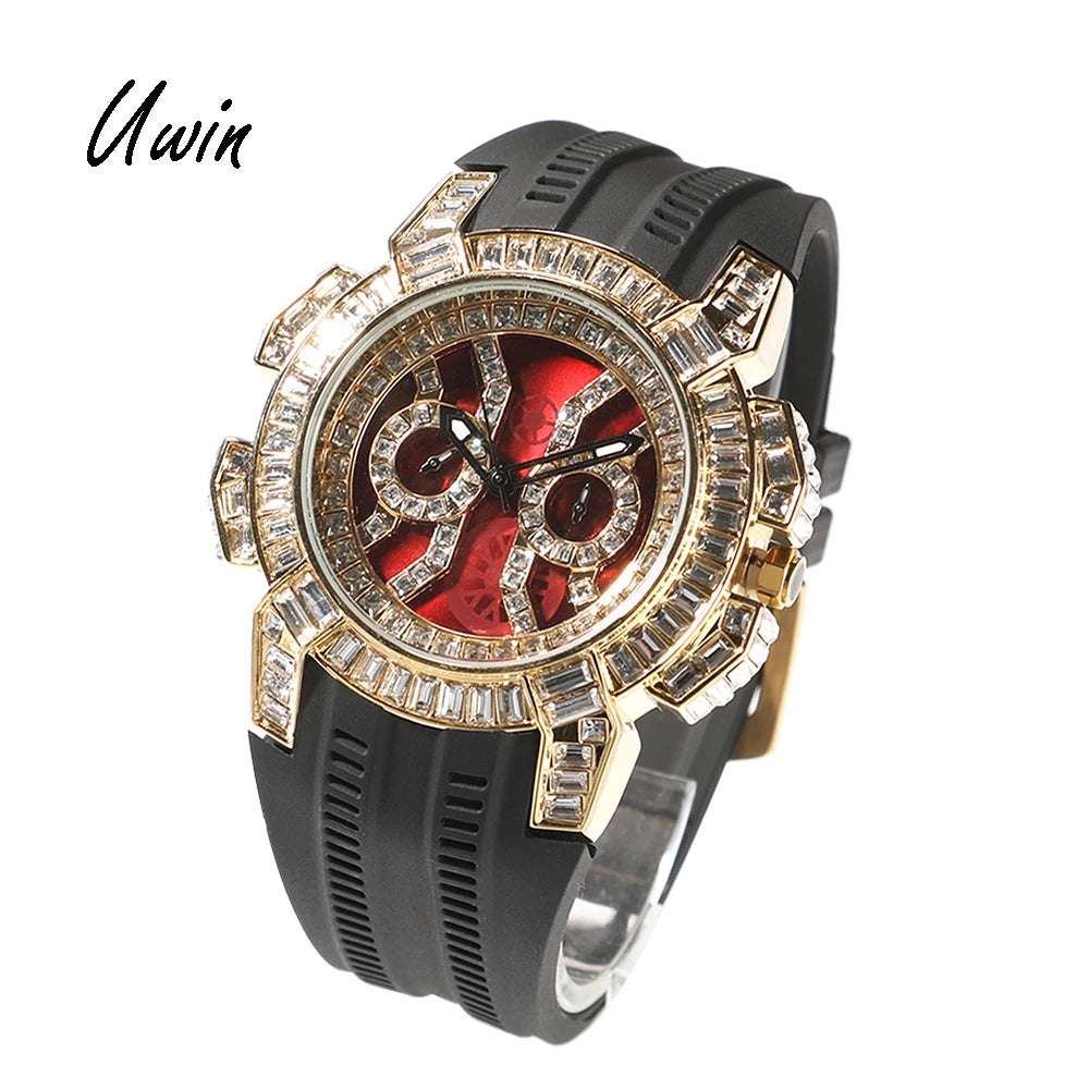 Color Block — CZ Stone Rotund Designer Watch, Bold Color Band, Red Face Dial, 9 Colorways | FireDrips