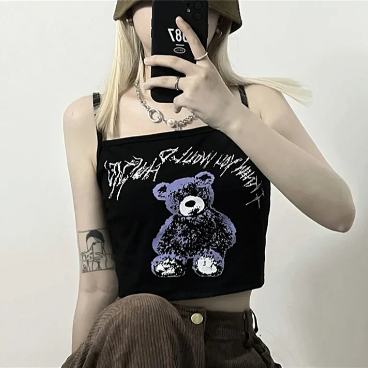 Y2K Gothic Tank Top – Dark Streetwear Sleeveless Top