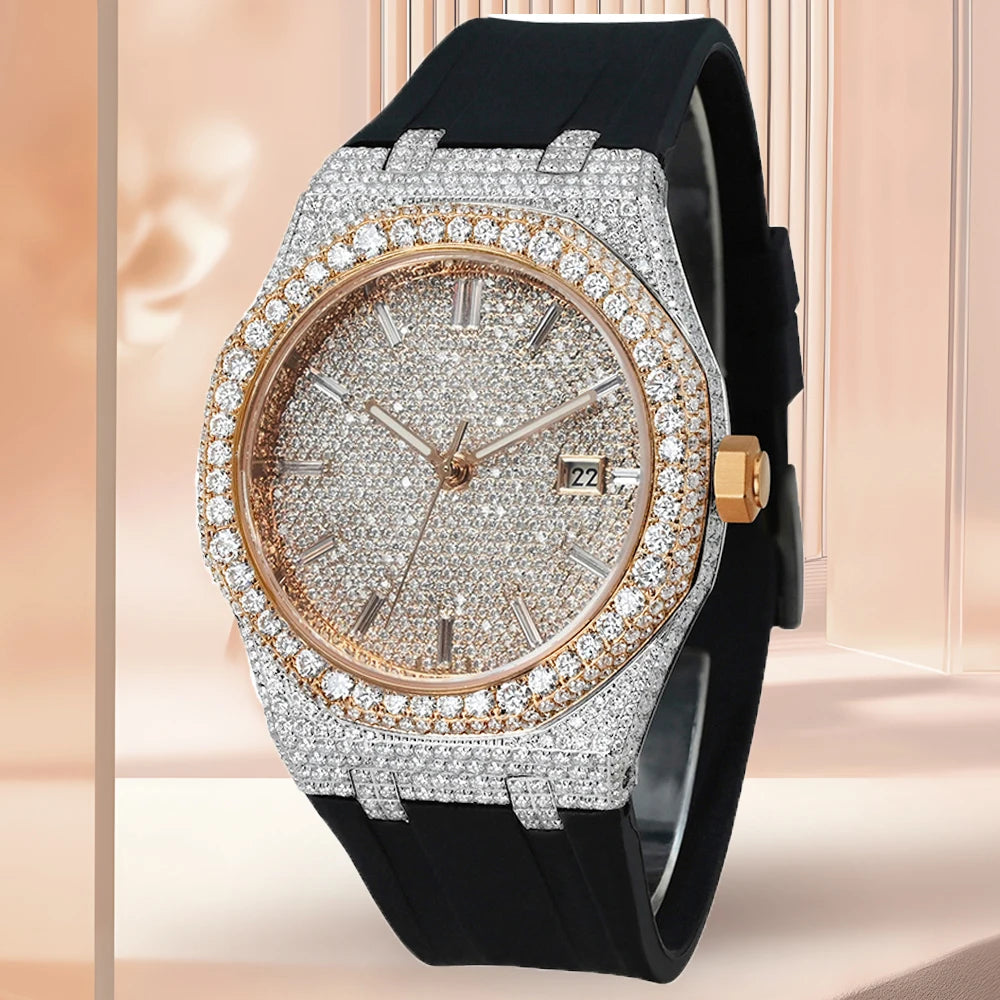VVS Phantom — Bust Down VVS Moissanite Automatic Watch, Diamond Tester Approved, 12 Colorways | Hip Hop Luxury