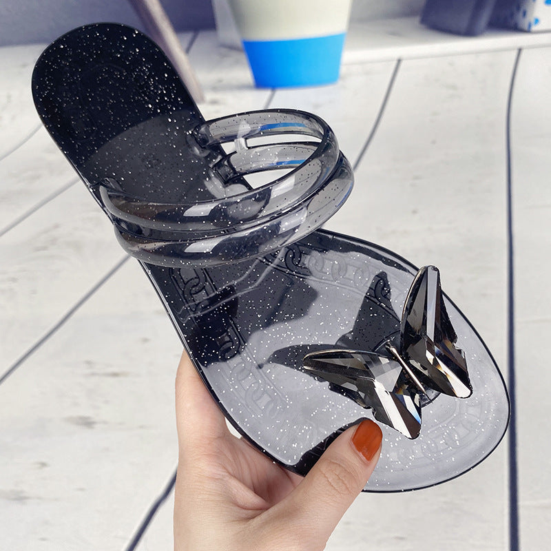 Butterfly Jelly Flat Sandals – PVC Beach Flip Flop Slippers