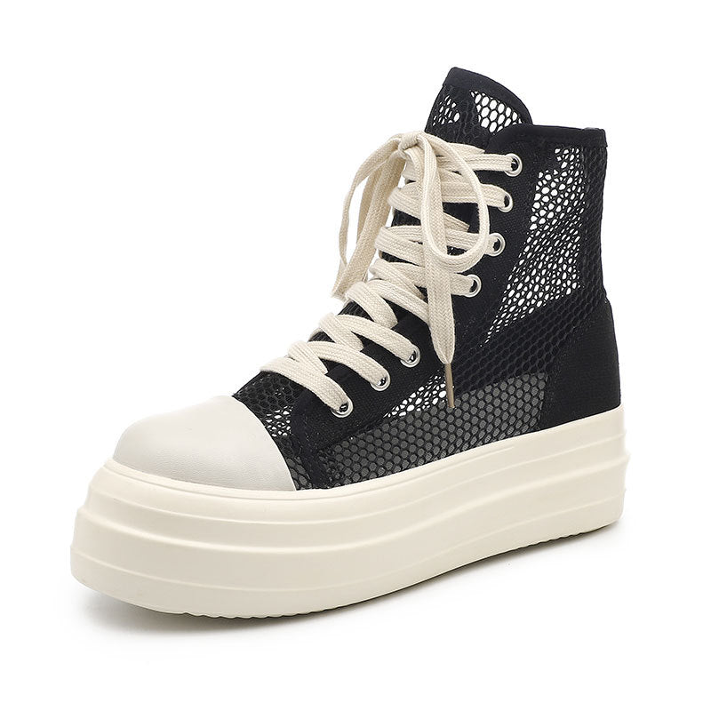 Lace-Up Chunky Sneakers – Multi-Material Street Style Trainers