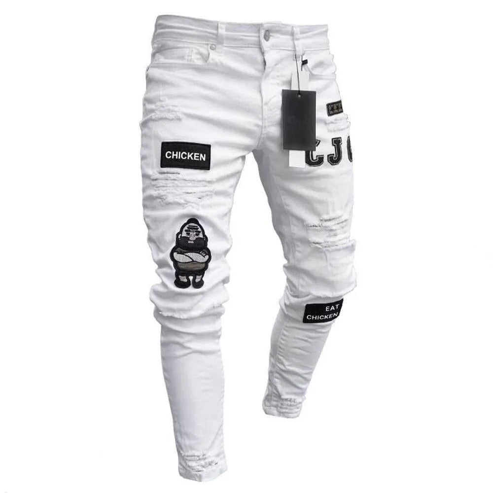 Ripped Skinny Biker Jeans – Destroyed Denim