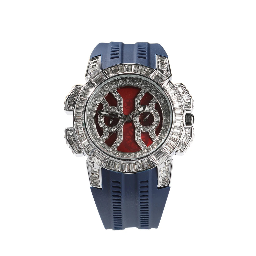 Color Block — CZ Stone Rotund Designer Watch, Bold Color Band, Red Face Dial, 9 Colorways | FireDrips
