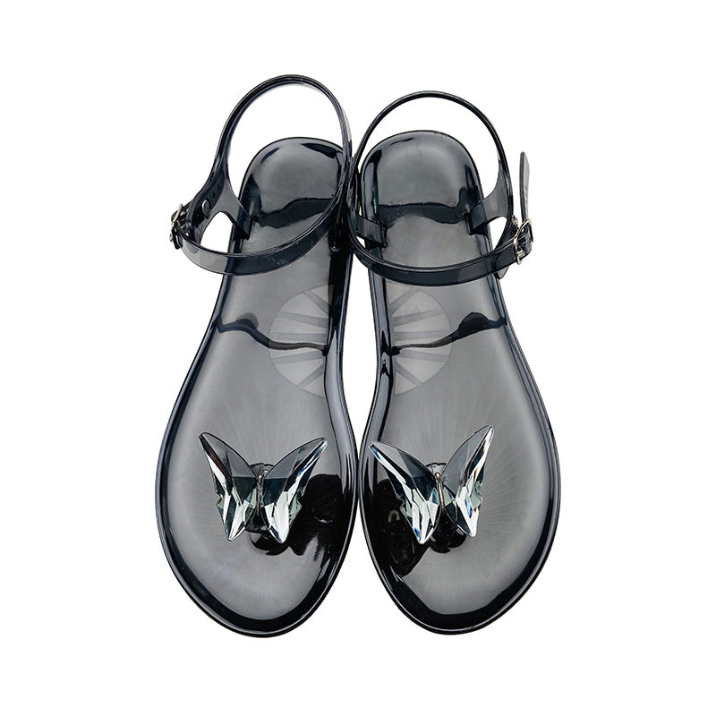 Butterfly Jelly Flat Sandals – PVC Beach Flip Flop Slippers