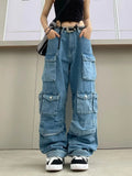Y2K Cargo Wide Leg Jeans – Women's Relaxed Fit Straight Denim