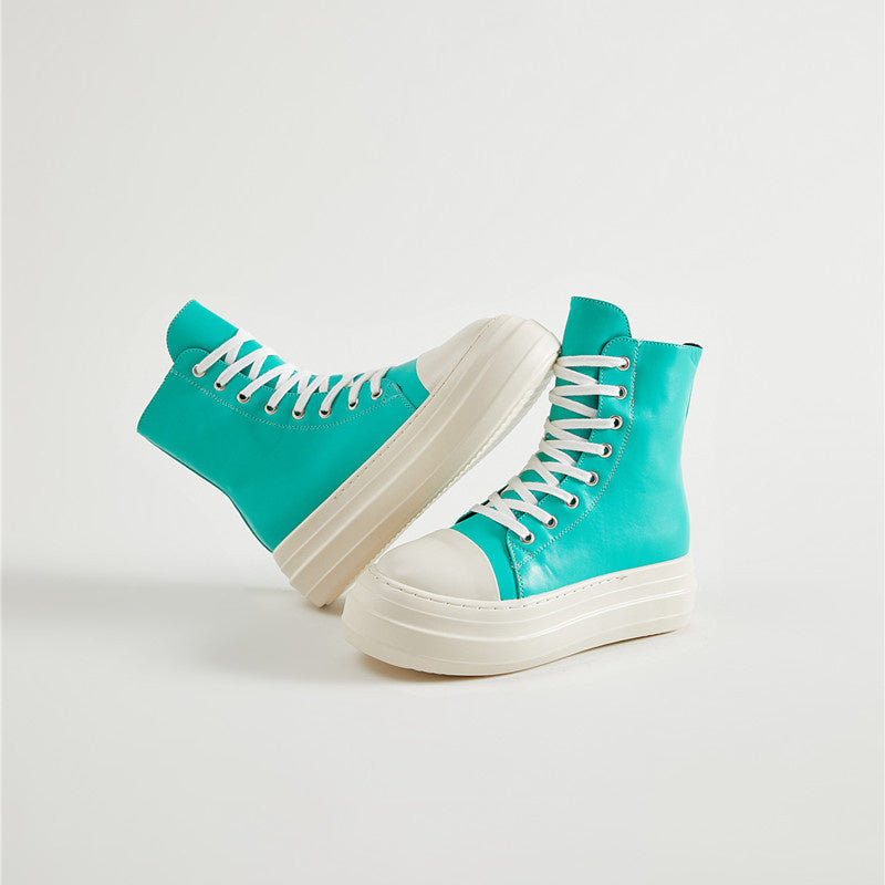 Lace-Up Chunky Sneakers – Multi-Material Street Style Trainers