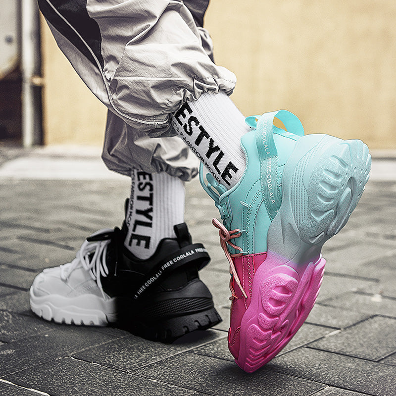 Jinbeile Color Patchwork Chunky Sneakers – Street Style Platform Sport Shoes