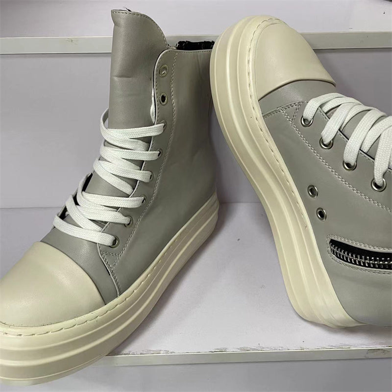 Lace-Up Chunky Sneakers – Multi-Material Street Style Trainers