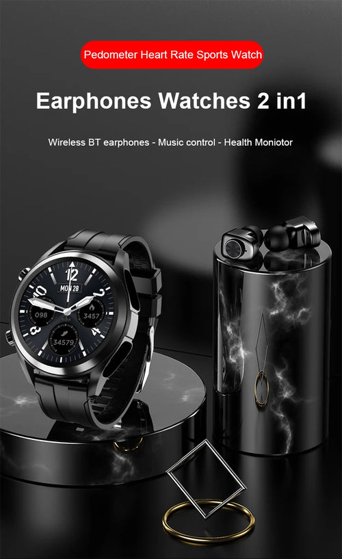 2-in-1 Smart Watch with Earbuds – Wireless Headset Smartwatch