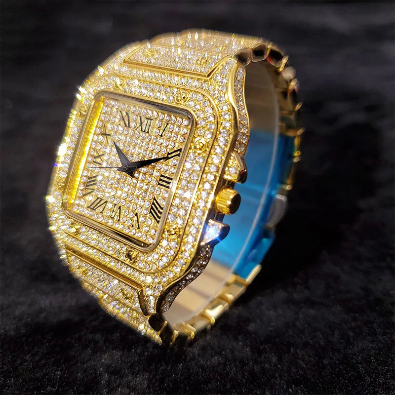 Square Up — Iced Out Hip Hop Square Dial Quartz Watch, Water-Resistant, 5 Colorways | FireDrips