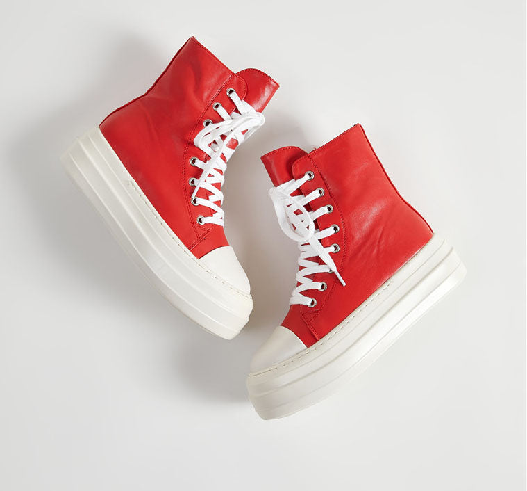 Lace-Up Chunky Sneakers – Multi-Material Street Style Trainers