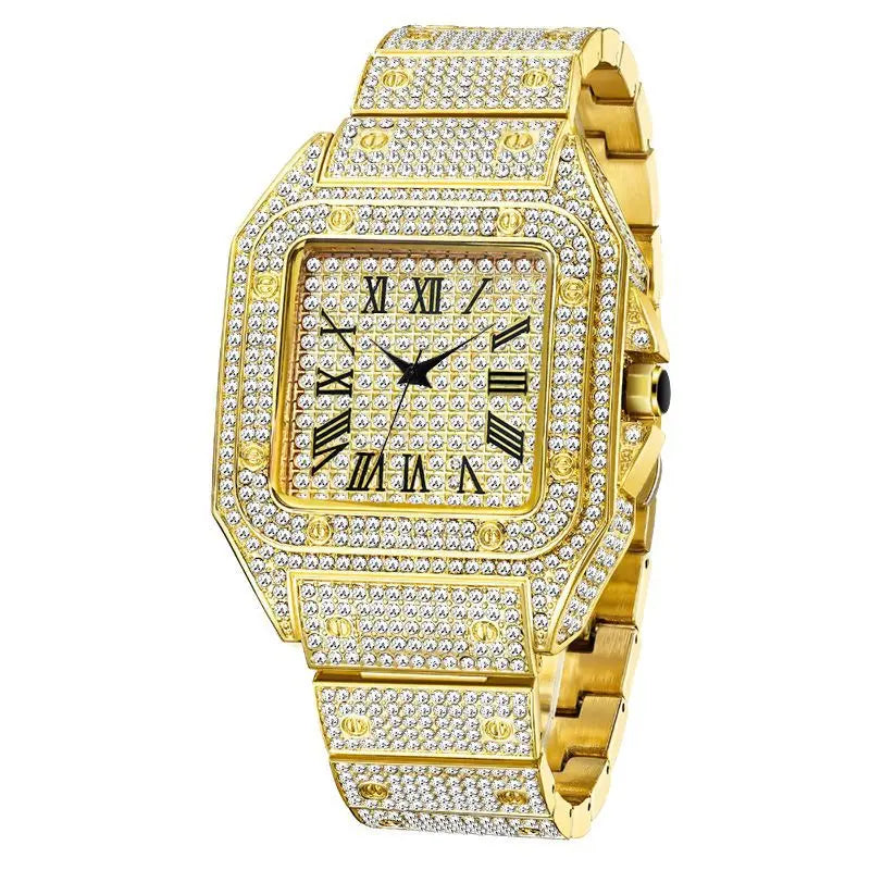 Square Up — Iced Out Hip Hop Square Dial Quartz Watch, Water-Resistant, 5 Colorways | FireDrips