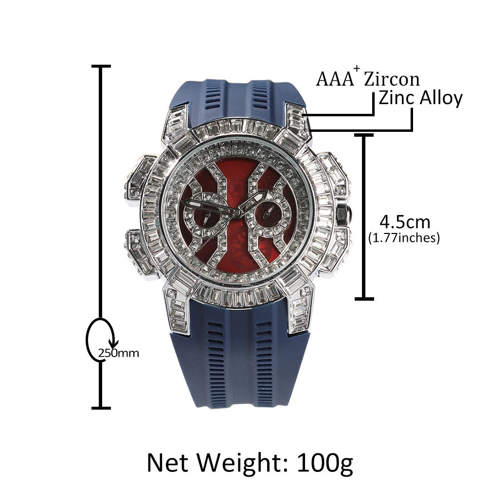 Color Block — CZ Stone Rotund Designer Watch, Bold Color Band, Red Face Dial, 9 Colorways | FireDrips