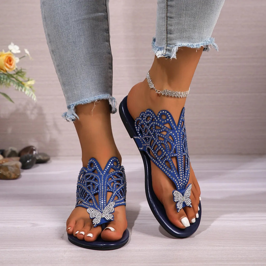 Rhinestone Outdoor Flip-Flops – Anti-Slip Breathable Beach Sandals