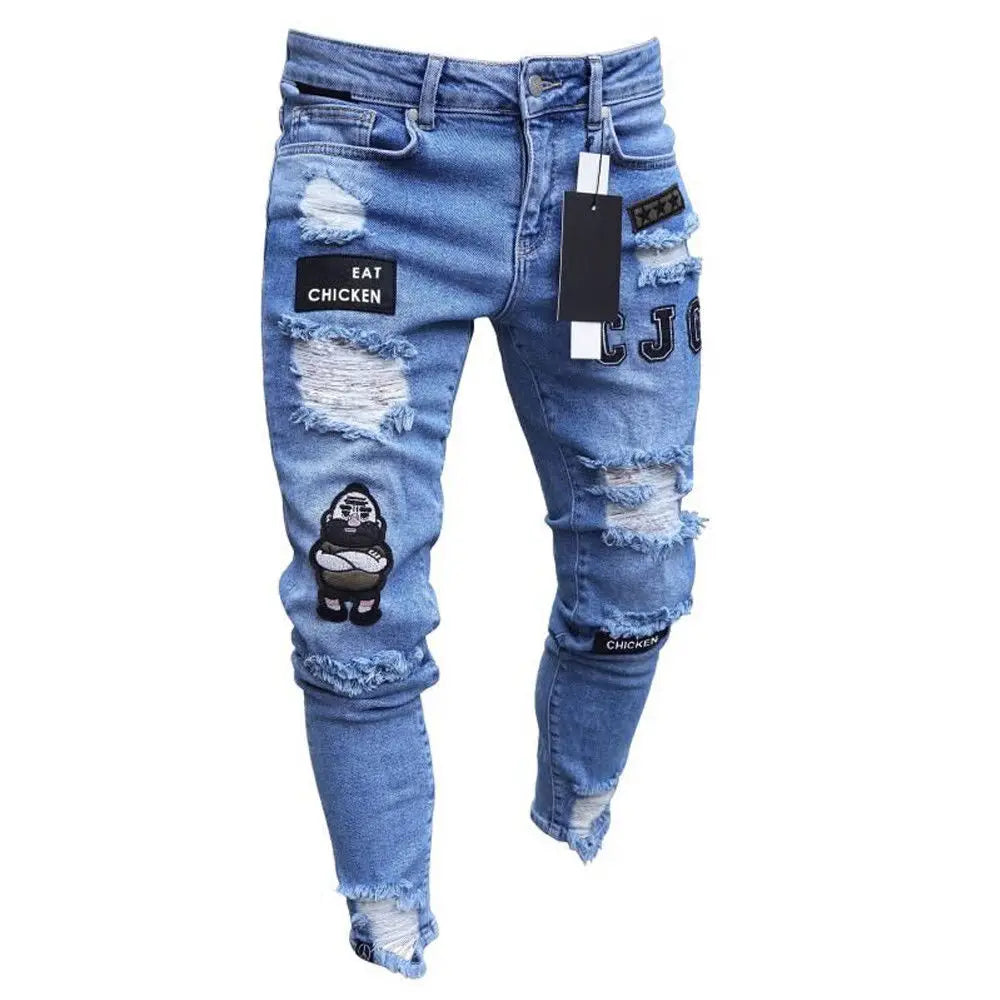 Ripped Skinny Biker Jeans – Destroyed Denim