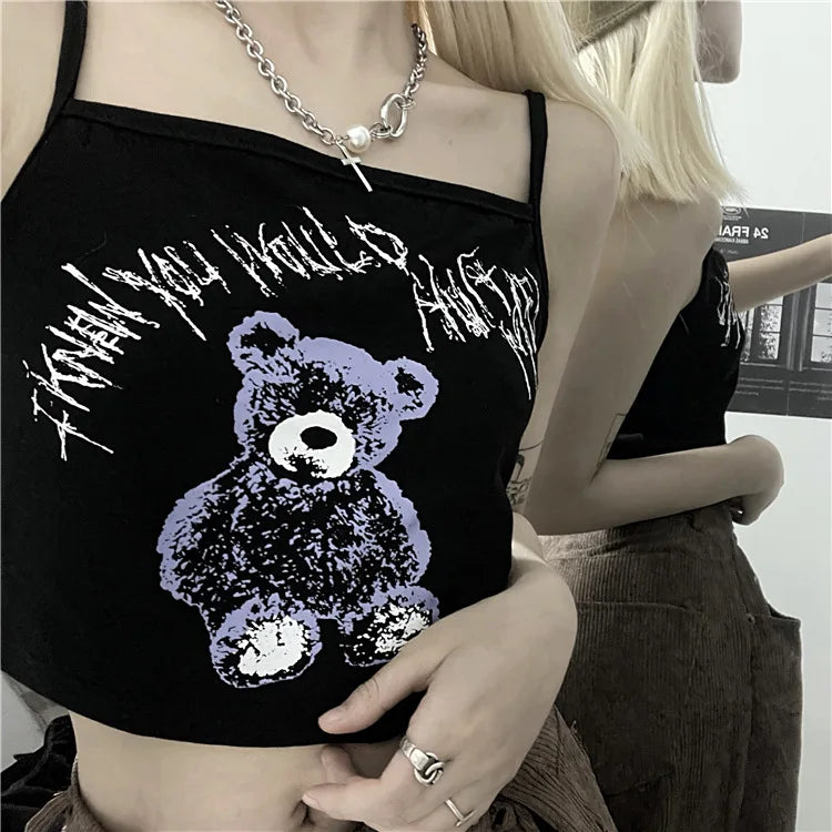 Y2K Gothic Tank Top – Dark Streetwear Sleeveless Top